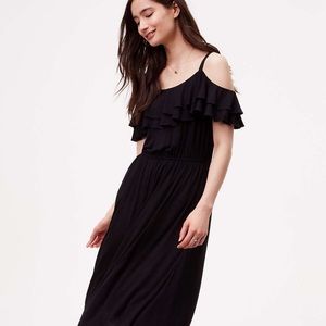 Loft Ruffle Cold Shoulder Dress. Never worn. NWT